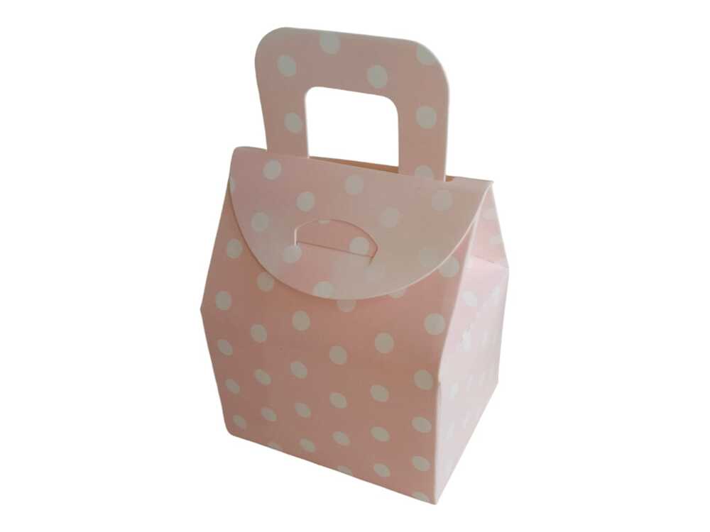 Çanta Pembe Puanlı Kutu Lokum Kutusu Kına Kutusu 5,5x6,5x4 Cm Paket 25 Li Poşet