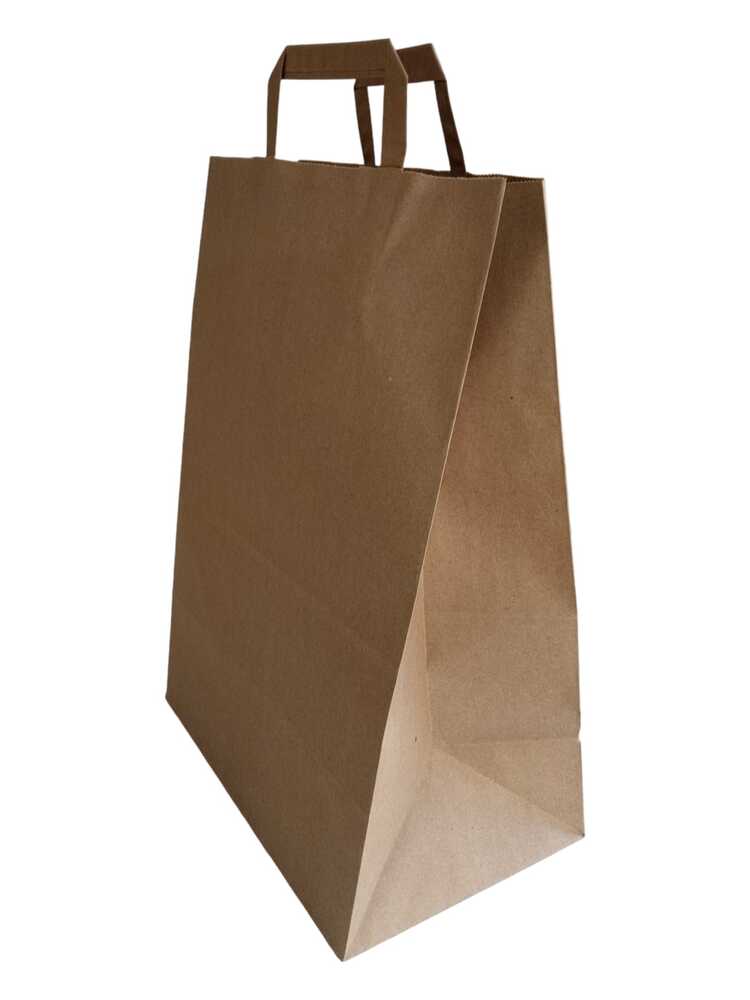 Kraft Kağıt Poşet  Flat Saplı Kâğıt Torba (30x18x42 cm ) (25 Adet) Kağıt Çanta
