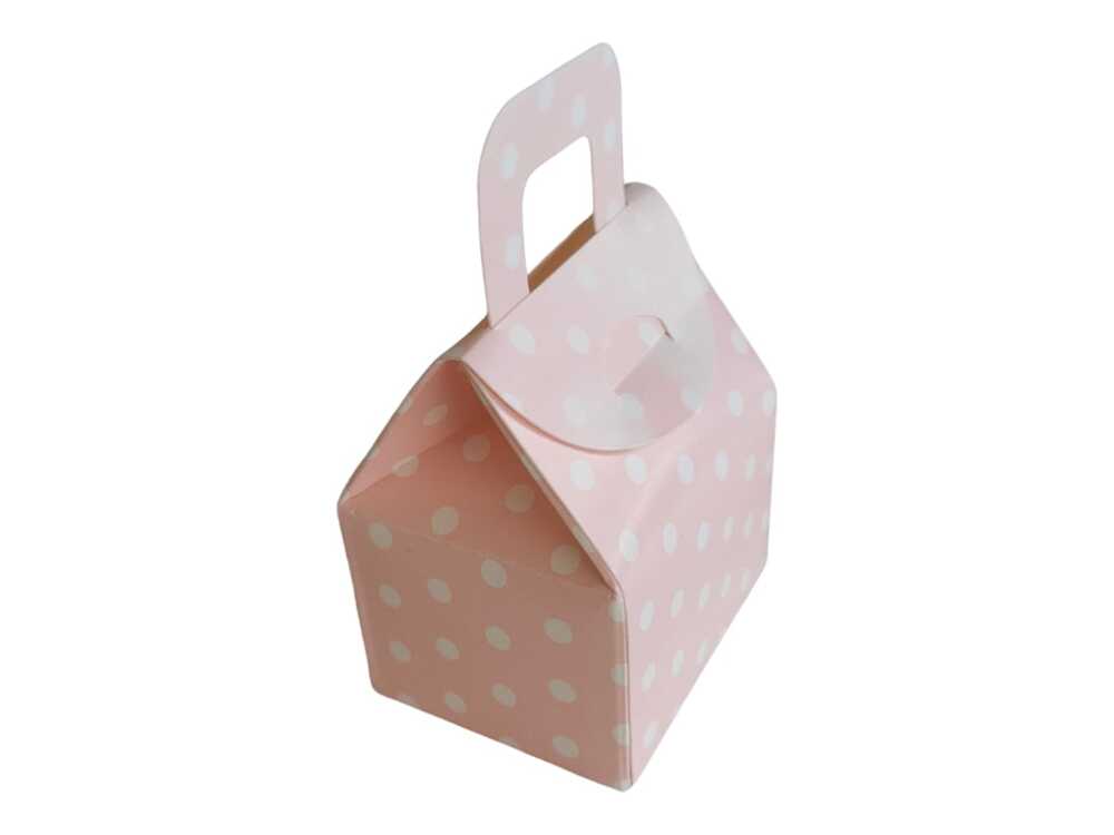 Çanta Pembe Puanlı Kutu Lokum Kutusu Kına Kutusu 5,5x6,5x4 Cm Paket 25 Li Poşet