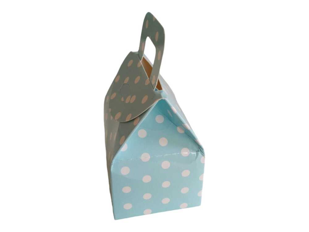 Hediyelik Çanta Mavi Puanlı Kutu Kına Kutusu Lokum Kutusu 5,5x6,5x4 Cm Paket 25 Li