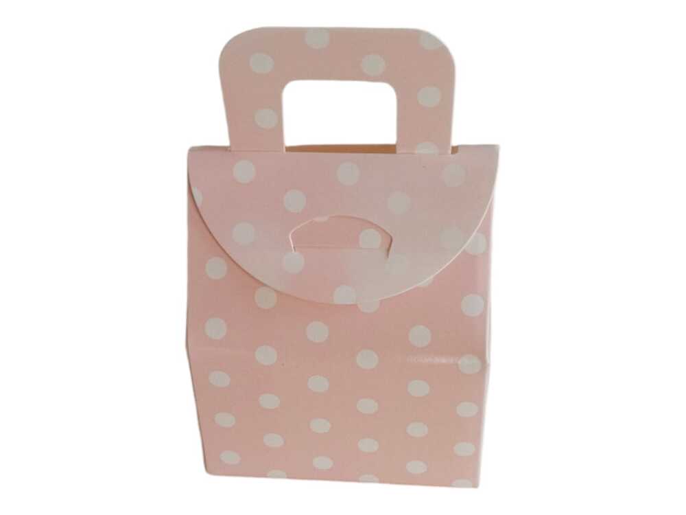 Çanta Pembe Puanlı Kutu Lokum Kutusu Kına Kutusu 5,5x6,5x4 Cm Paket 25 Li Poşet