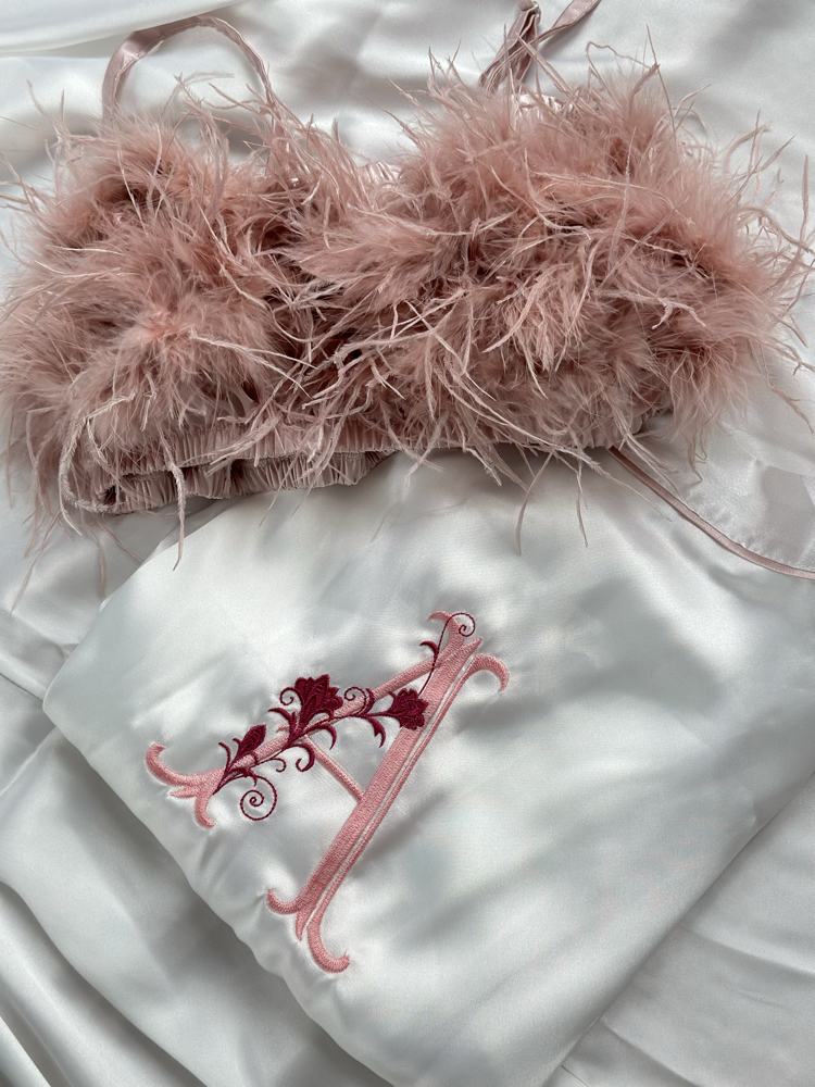 Pudra Malibu Crop & Saten Pantolon Takım