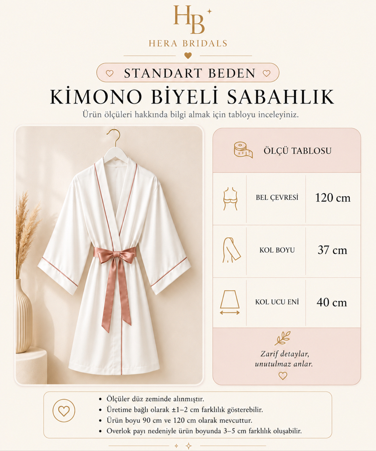 Uzun Kimono Biyeli Sabahlık | 120 cm