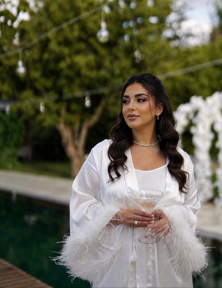 Kimono Kol Malibu Tüylü Sabahlık | 90 cm