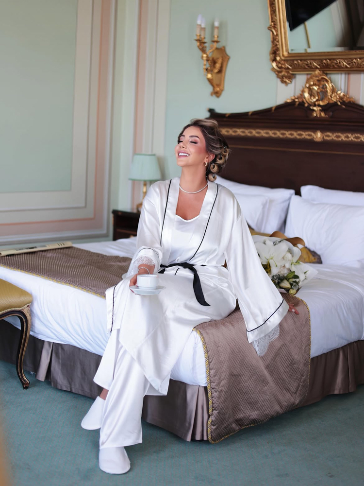Kimono Biyeli Dantelli Sabahlık Takım | 120 cm