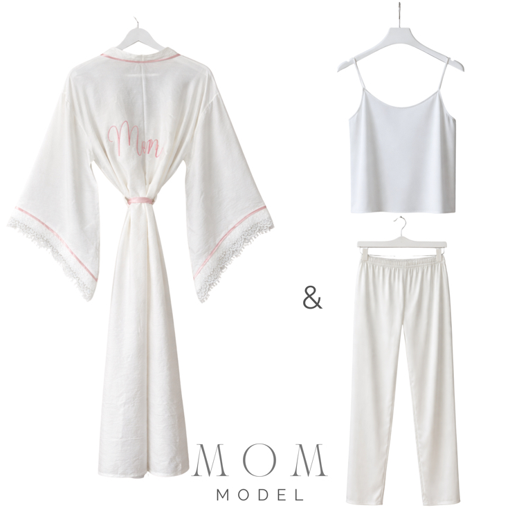 Uzun Kimono Biyeli Dantelli Mom Takım | 120 cm