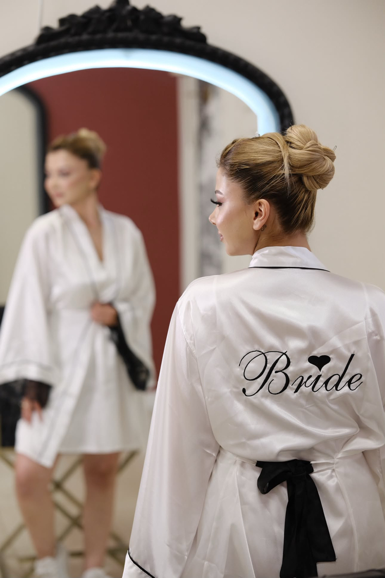 Kimono Kol Siyah Biyeli Sabahlık | Siyah Dantelli