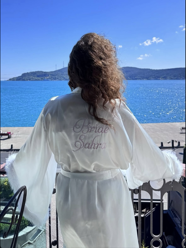 Kimono Kol Malibu Tüylü Sabahlık | 90 cm
