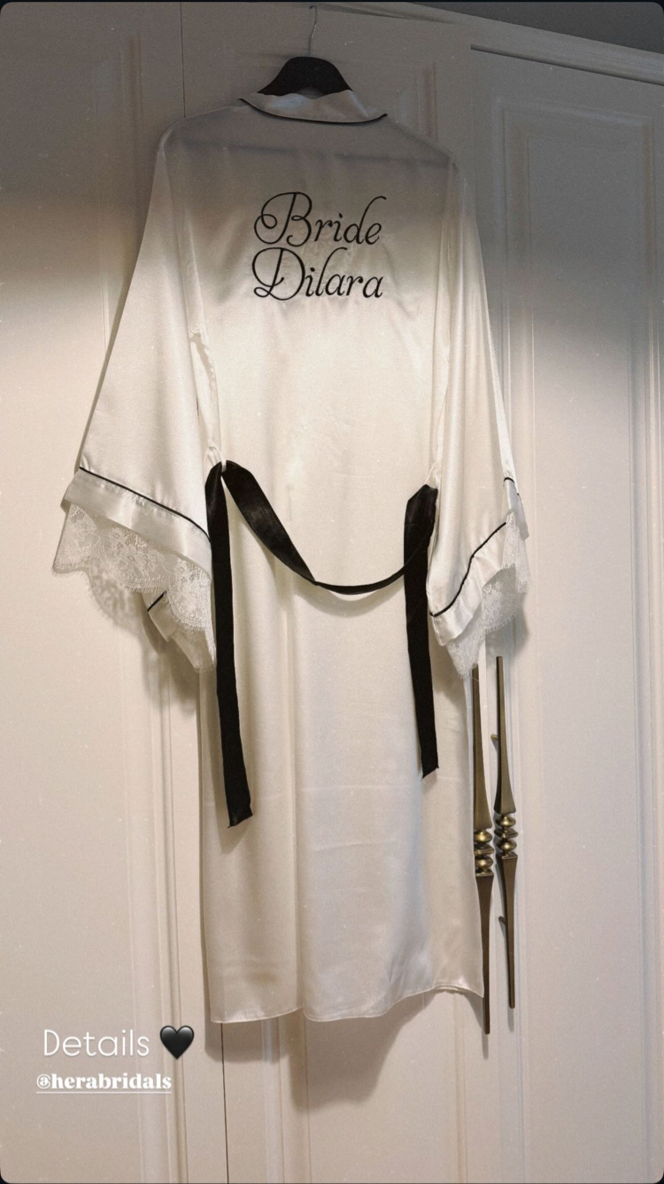 Kimono Kol Biyeli Dantelli Sabahlık | 120 cm