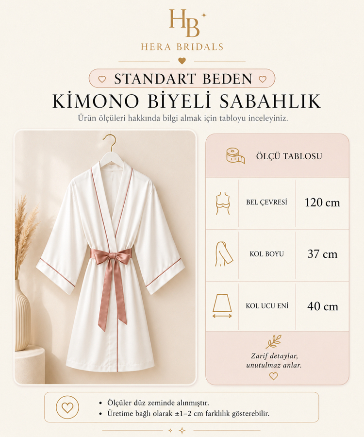 Uzun Kimono Kol Biyeli Sabahlık - 120 cm
