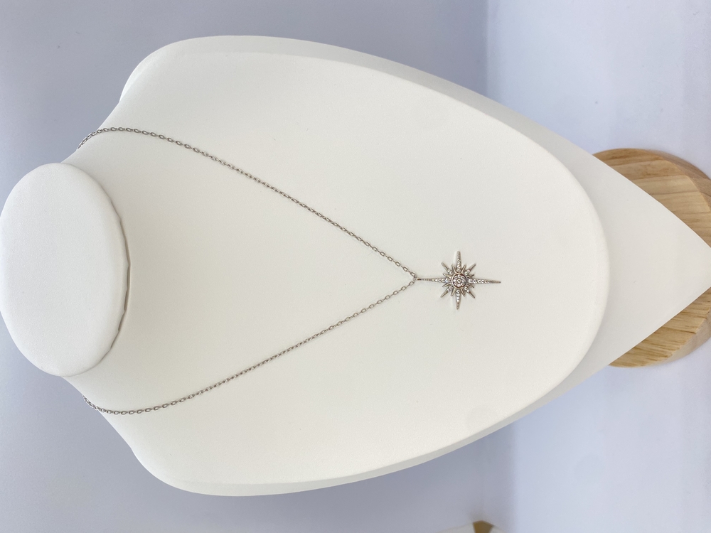 Stainless Steel Silver Kolye Kutup Yıldızlı