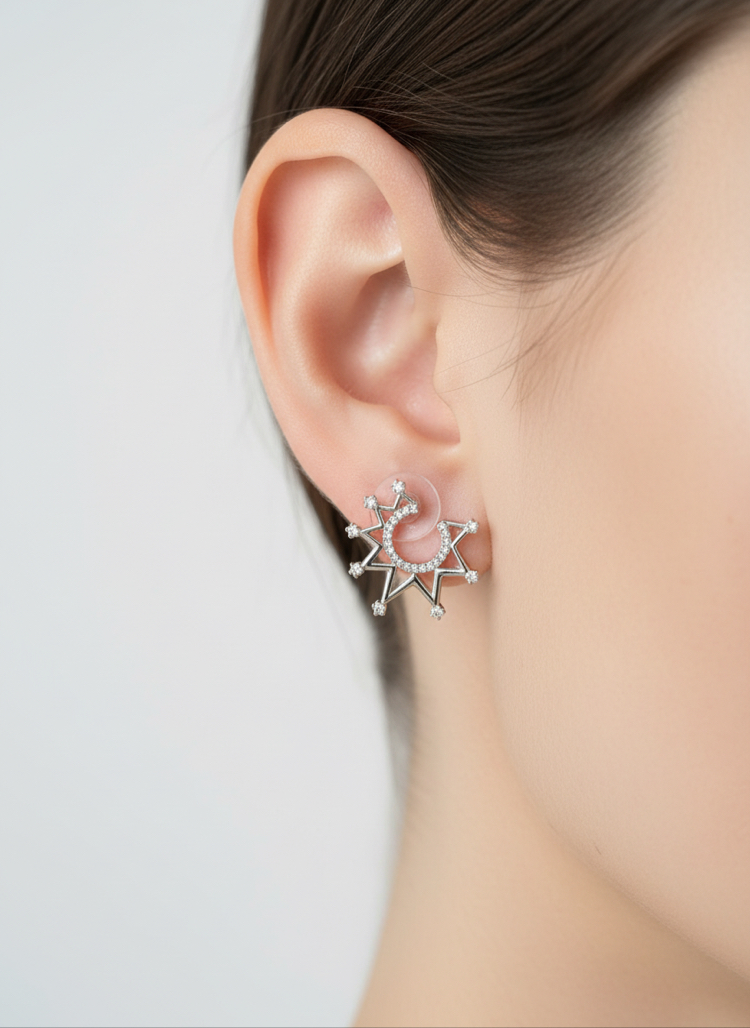 Geometrik Şeklilli Silver Küpe