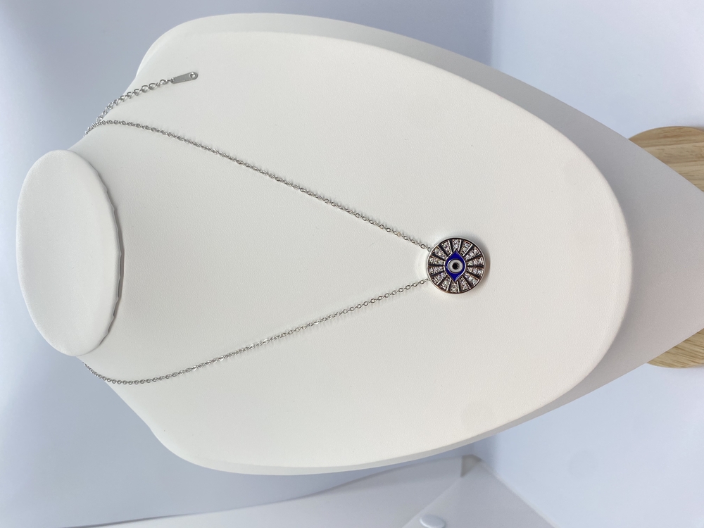 Stainless Steel İnce Zincir Nazar Boncuklu Kolue