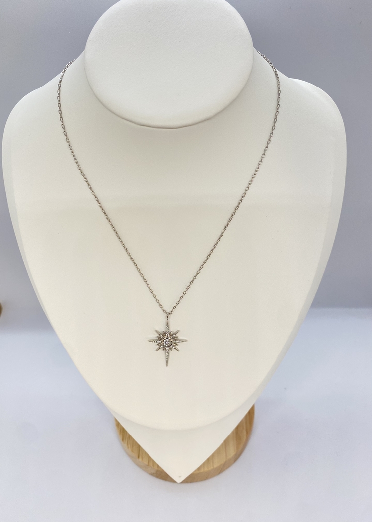 Stainless Steel Silver Kolye Kutup Yıldızlı