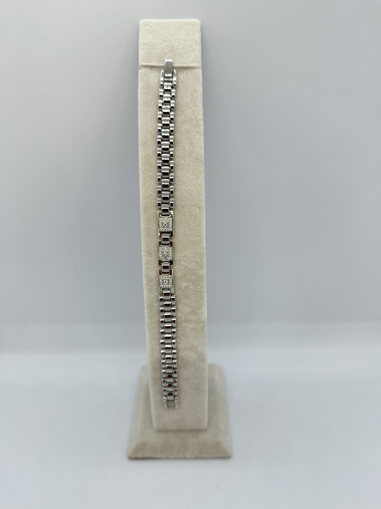 Stainless Steel Saat Korsonlu Zirkon Taşlı Bileklik