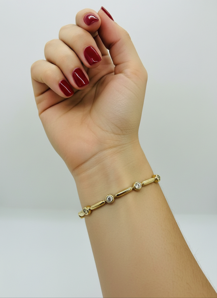 Stainless Steel Baget Taşlı Bileklik
