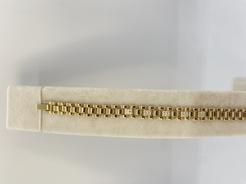Saat Kordonlu Zirkon Taşlı Gold