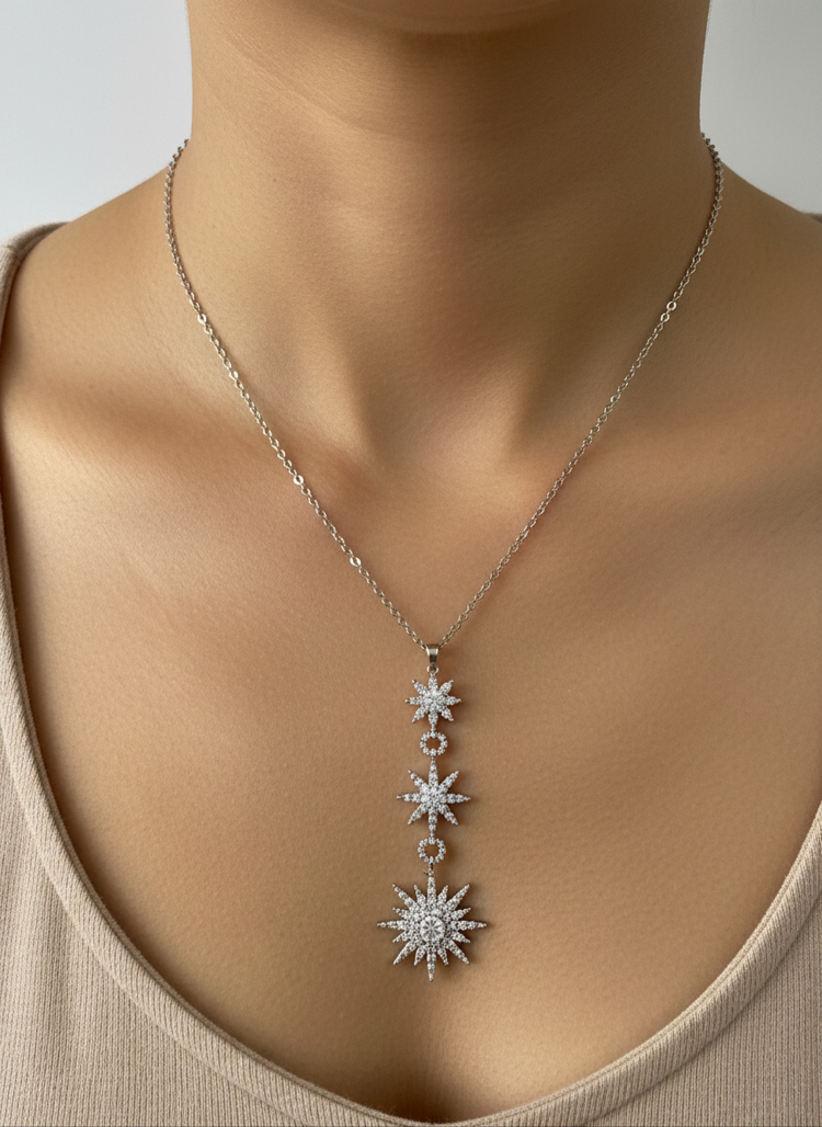 Yıldızlı Silver Kolye