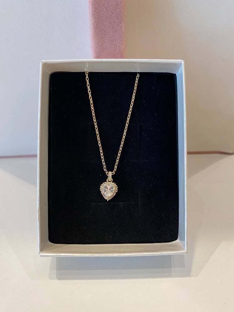 Xuping Gold Zirkon Taşlı Kalp Çelik Kolye