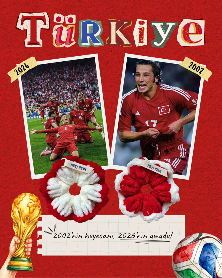 Türkiye Scrunchie-Kırmızı&Beyaz