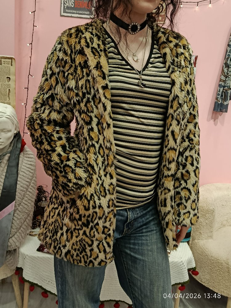 Leopar Desenli Vintage Kürk