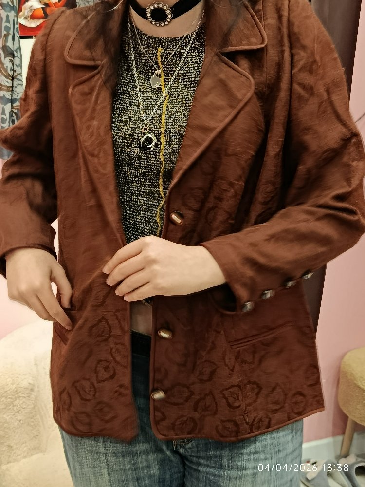  Yaprak Desenli Vintage Blazer Ceket