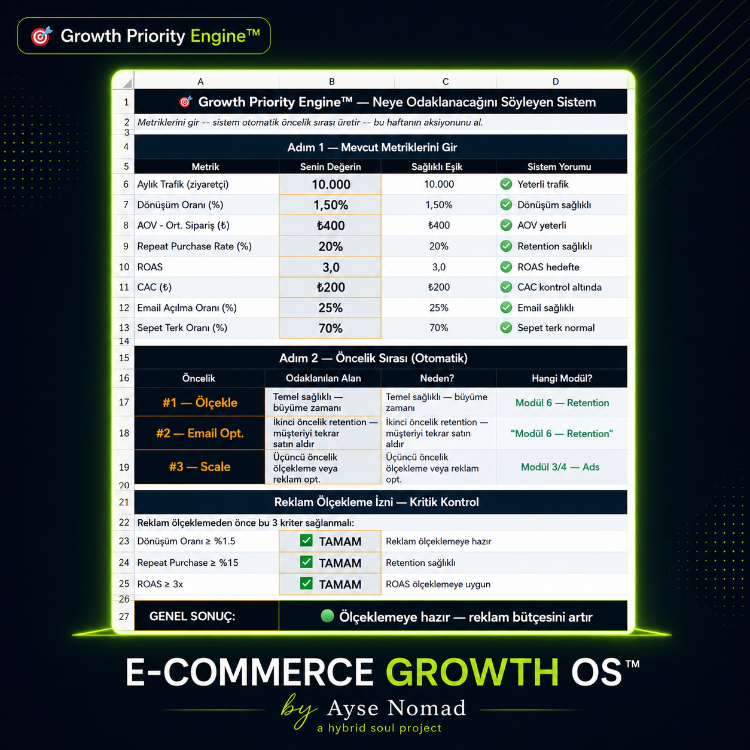 E-Commerce Growth OS™ — E-Ticaret Büyüme Sistemi