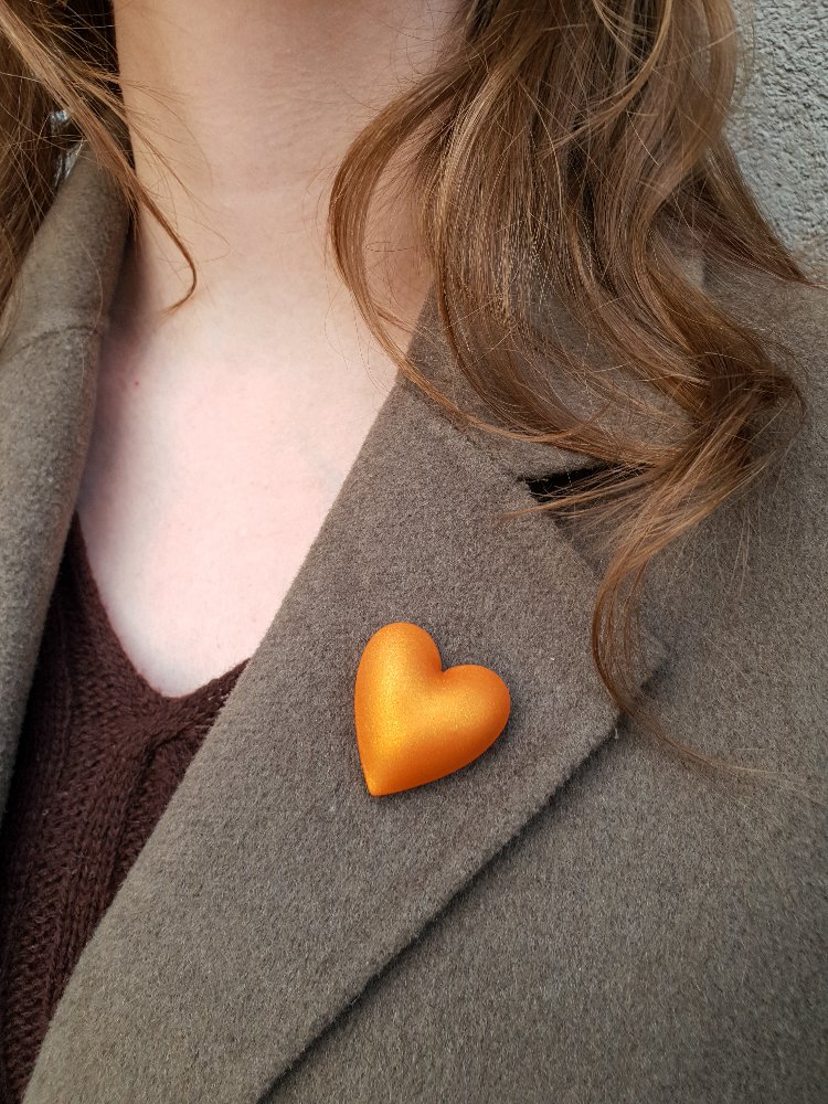 Bubble Hearts Broş Metallic Orange