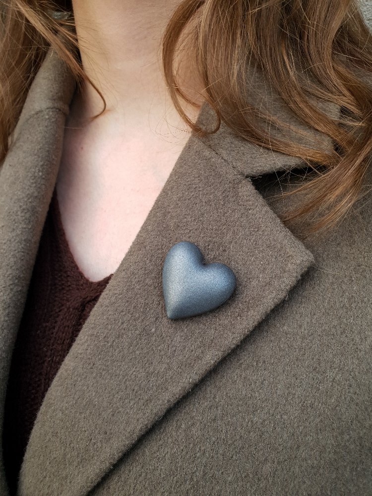 Bubble Hearts Broş Steel