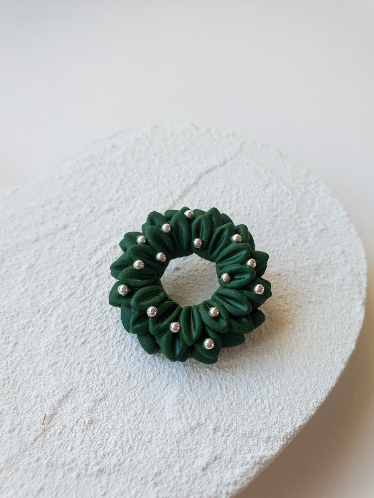 Silver Garland Broş - Koyu Yeşil