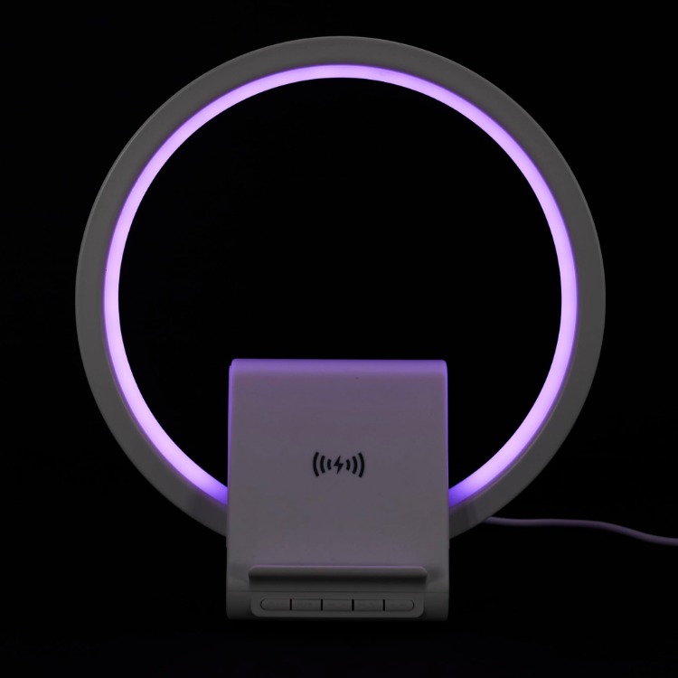 Kablosuz Şarj Destekli RGB Işıklı Masa Lambası ve Bluetooth Hoparlör
