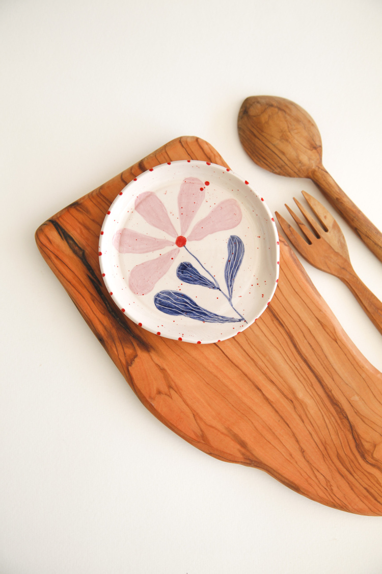 El Yapımı Kaşıklık Kirli Kaşık Altlığı Flora Çiçek Desenli