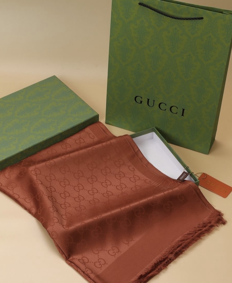 GUCCI PAMUK İPEK ŞAL KİREMİT