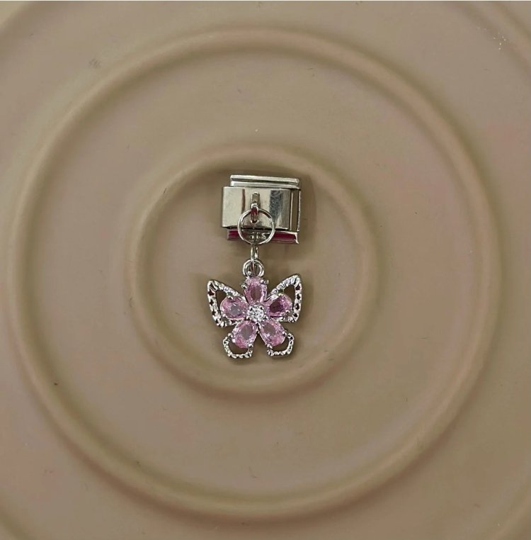 Pembe Taşlı Kelebek Charm