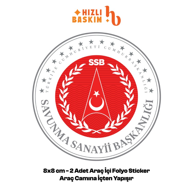 Savunma Sanayi Başkanlığı Logo 8x8 cm 2 Adet | Araç Ön Cam Sticker
