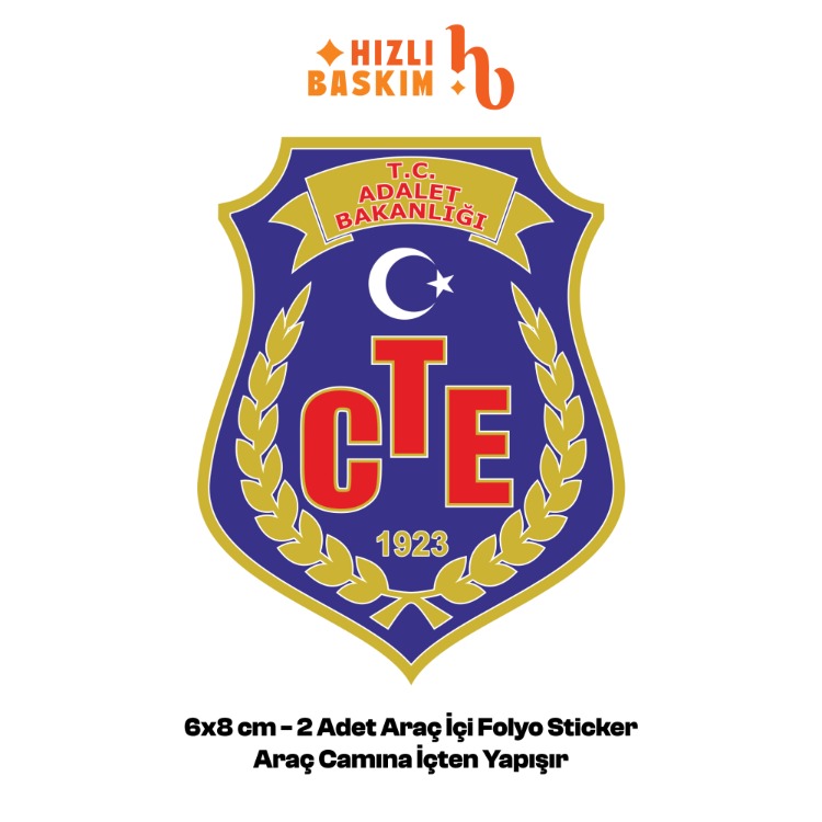 Ceza ve Tevkifevleri Logo 6x8 cm 2 Adet | Araç Ön Cam Sticker