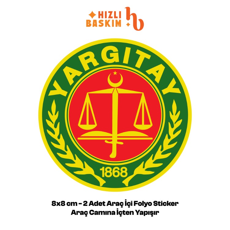 Yargıtay Logo 8x8 cm 2 Adet | Araç Ön Cam Sticker