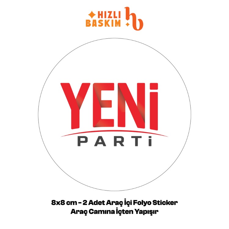 Yeni Parti Logo 8x8 cm 2 Adet | Araç Ön Cam Sticker
