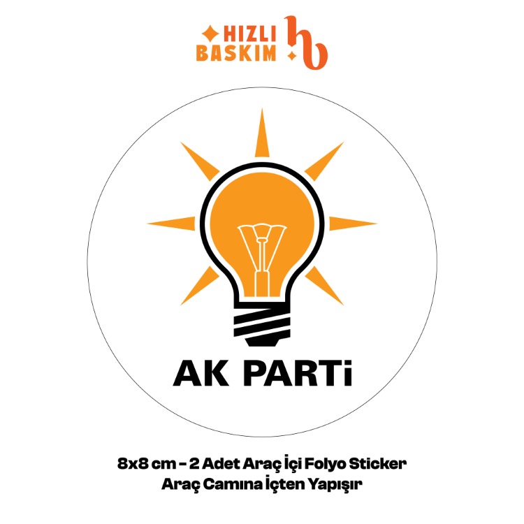 AKP AK Parti Logo 8x8 cm 2 Adet | Araç Ön Cam Sticker