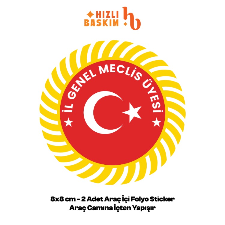 İl Genel Meclis Üyesi Logo 8x8 cm 2 Adet | Araç Ön Cam Sticker