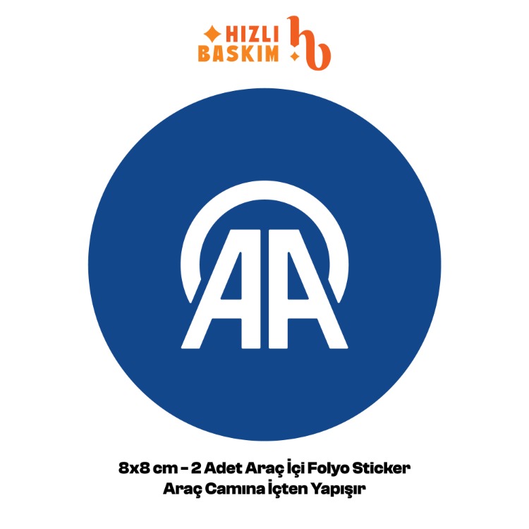 Anadolu Ajansı Logo 8x8 cm 2 Adet | Araç Ön Cam Sticker