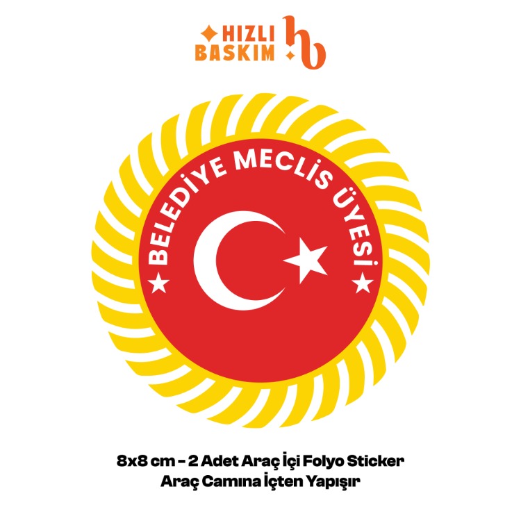 Belediye Meclis Üyesi Logo 8x8 cm 2 Adet | Araç Ön Cam Sticker