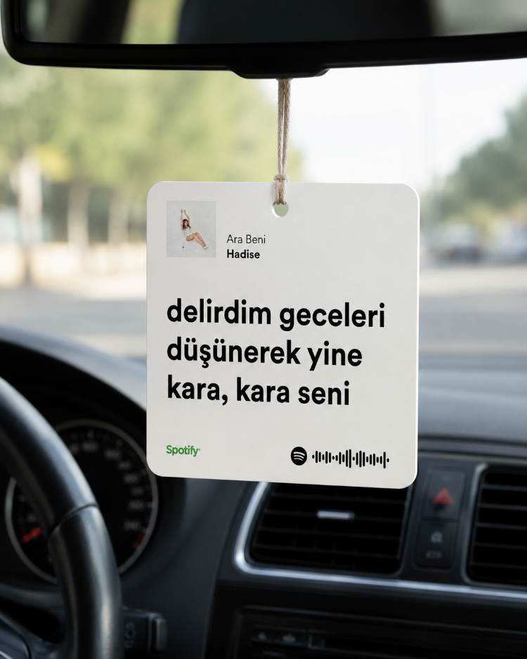 Kişiye Özel Spotify Şarkı Sözleri Pleksi Ayna Süsü | 8x8 cm | Çift Yön UV Baskı