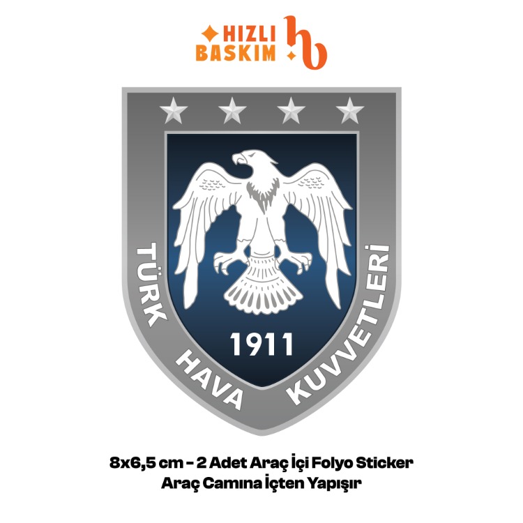 Türk Hava Kuvvetleri Logo 8x6,5 cm 2 Adet | Araç Ön Cam Sticker