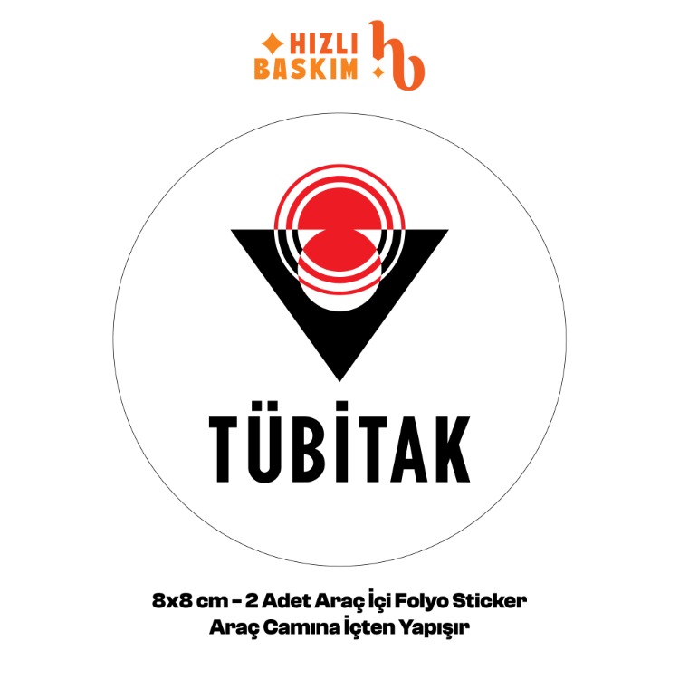 Tübitak Logo 8x8 cm 2 Adet | Araç Ön Cam Sticker