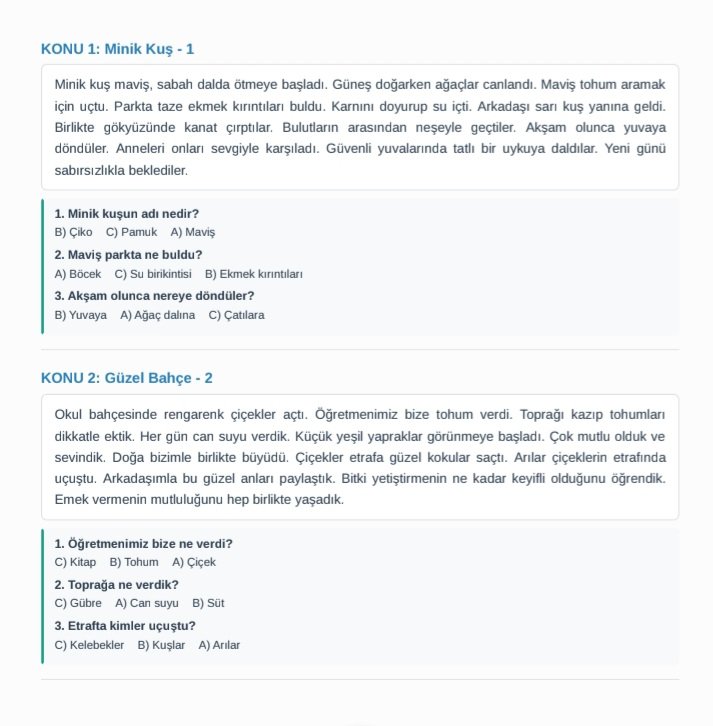 1.sınıf paragraf test okuma anlama(resimsiz)