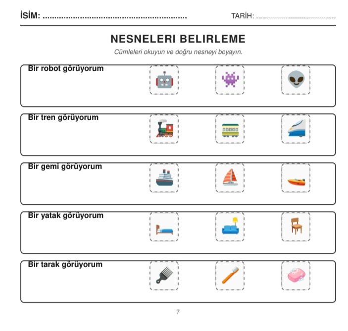 1.sınıf Nesne Belirleme