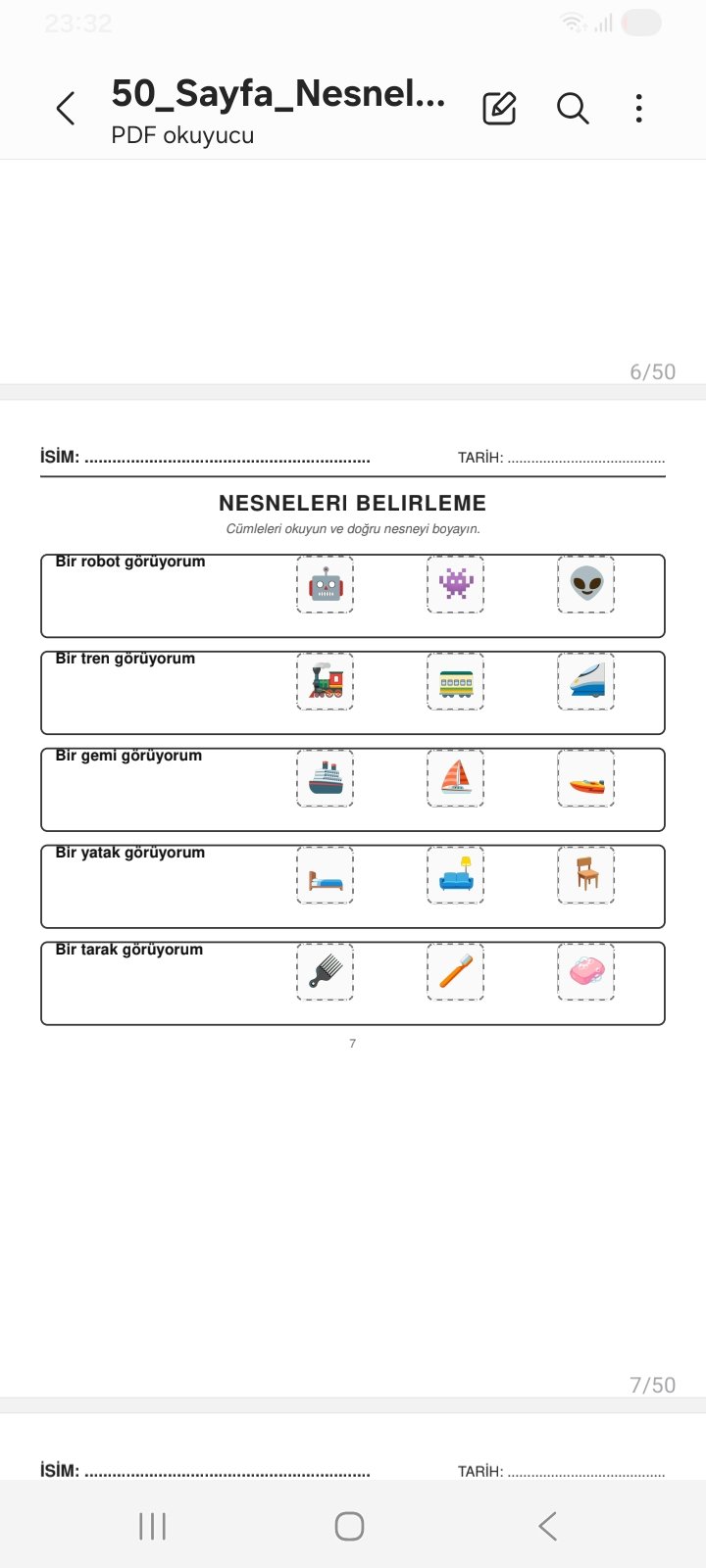 1.sınıf Nesne Belirleme