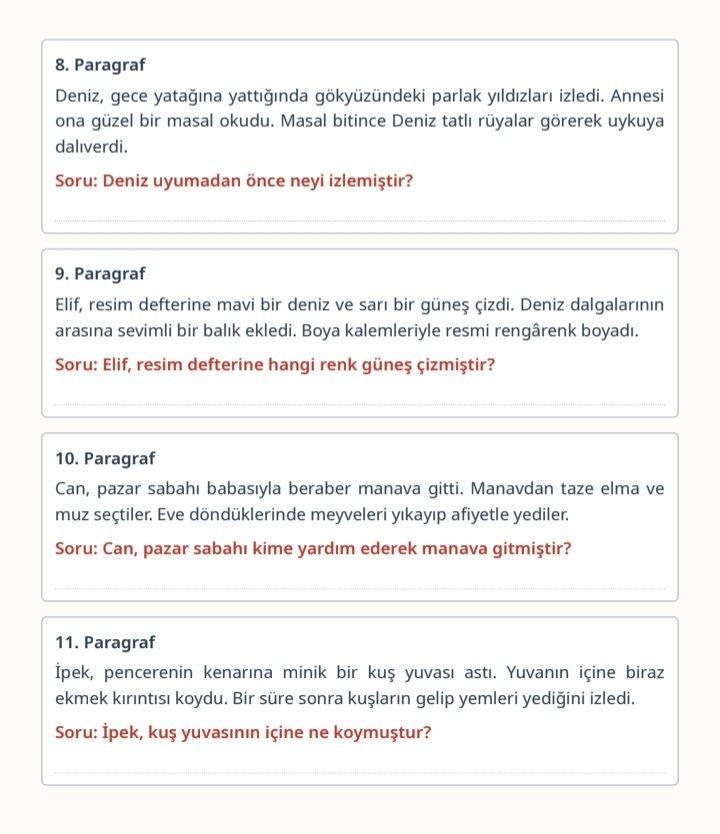 1.sınıf paragraf okuma anlama