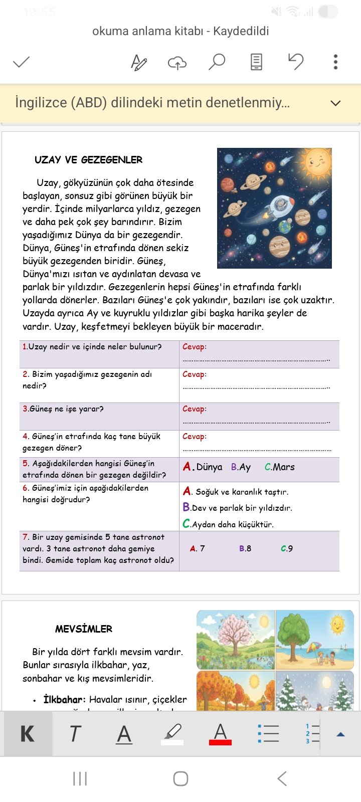 1.SINIF OKUMA ANLAMA KİTABI